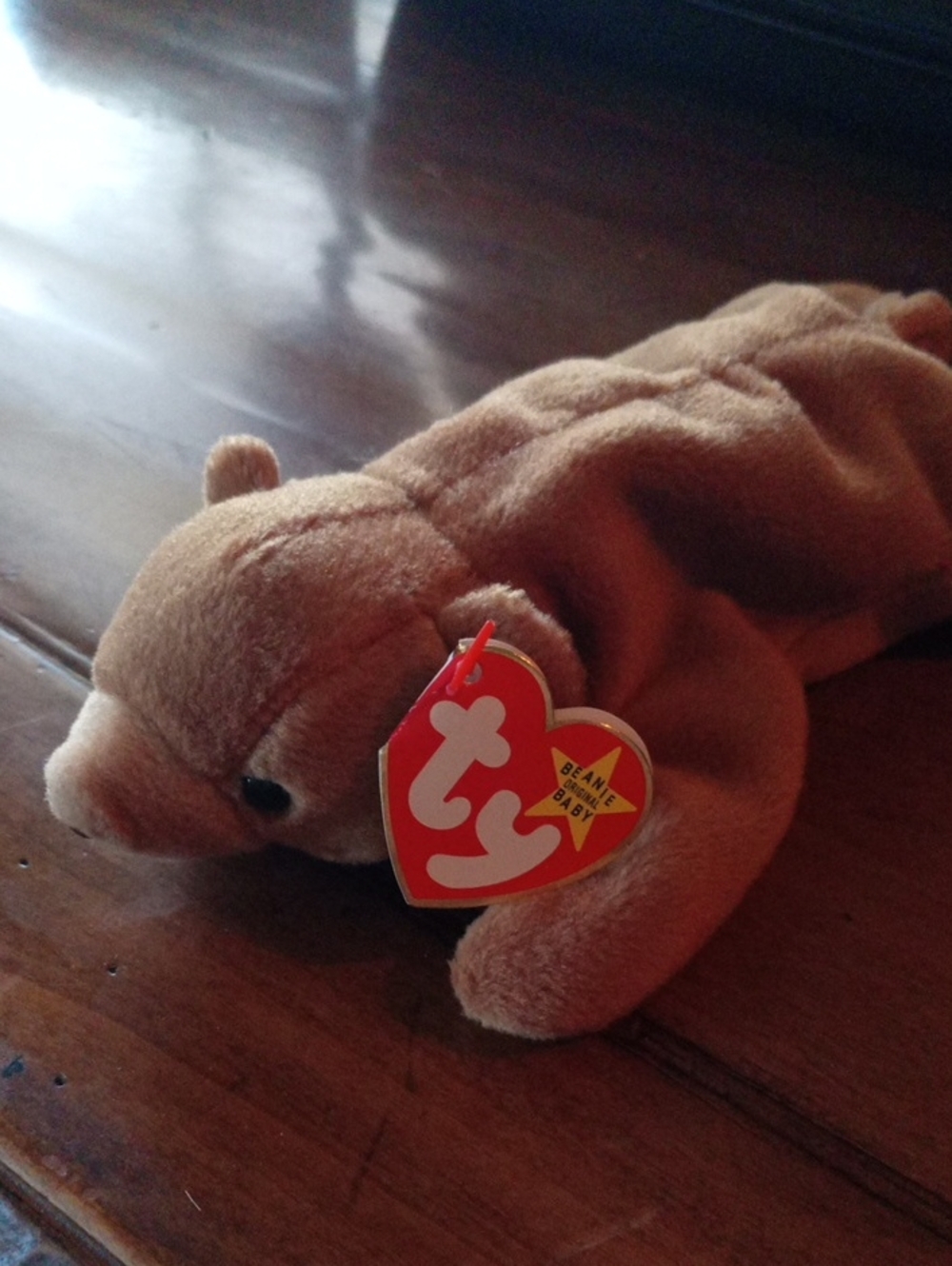 Ty Brown Beanie Baby Plush Bear with Heart Tag - Cubbie First Year - PVC Pellets
